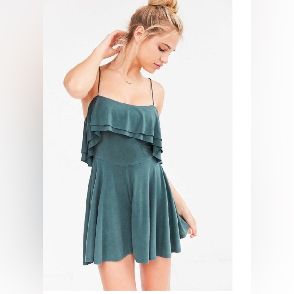 Urban outfitters dark teal flowey romper